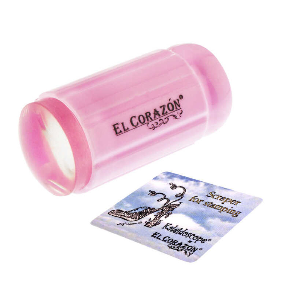 Односторонній силіконовий штамп і скрапер для стемпінга El Corazon № K-sst-10, рожевий