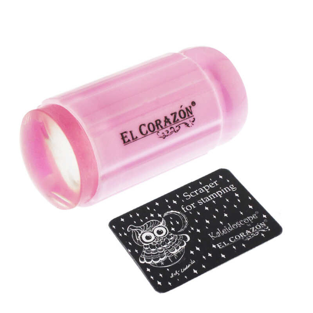 Односторонний силиконовый штамп и скрапер для стемпинга El Corazon № K-sst-10, розовый
