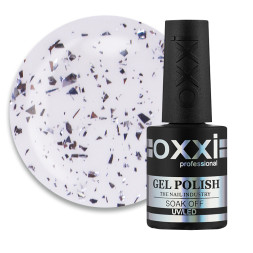 Топ для гель-лаку без липкого шару  Oxxi Professional Top Iceberg 01. прозорий з сріблястою слюдою. 10 мл