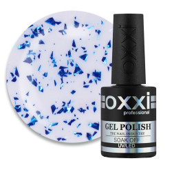 Топ для гель-лаку без липкого шару Oxxi Professional Top Iceberg 05. прозорий з синьою слюдою. 10 мл