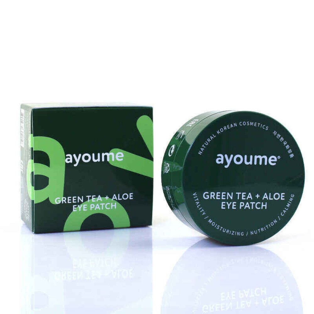 Патчи гидрогелевые под глаза Ayoume Green TeaAloe Eye Patch с экстрактом зеленого чая и алоэ. 60 шт.