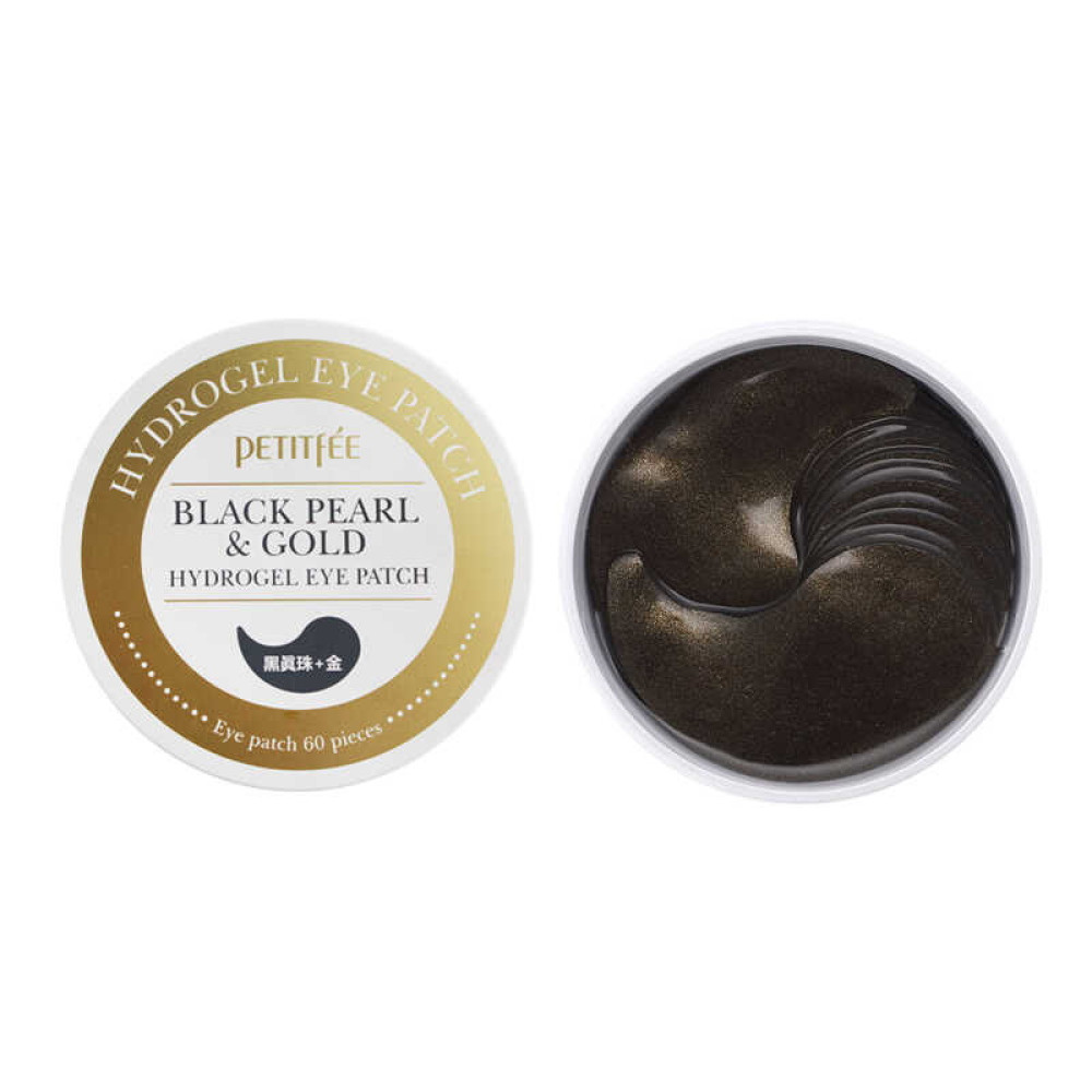 Патчі гідрогелеві для очей PETITFEE Black Pearl & Gold із золотом і чорними перлами. 60 шт.