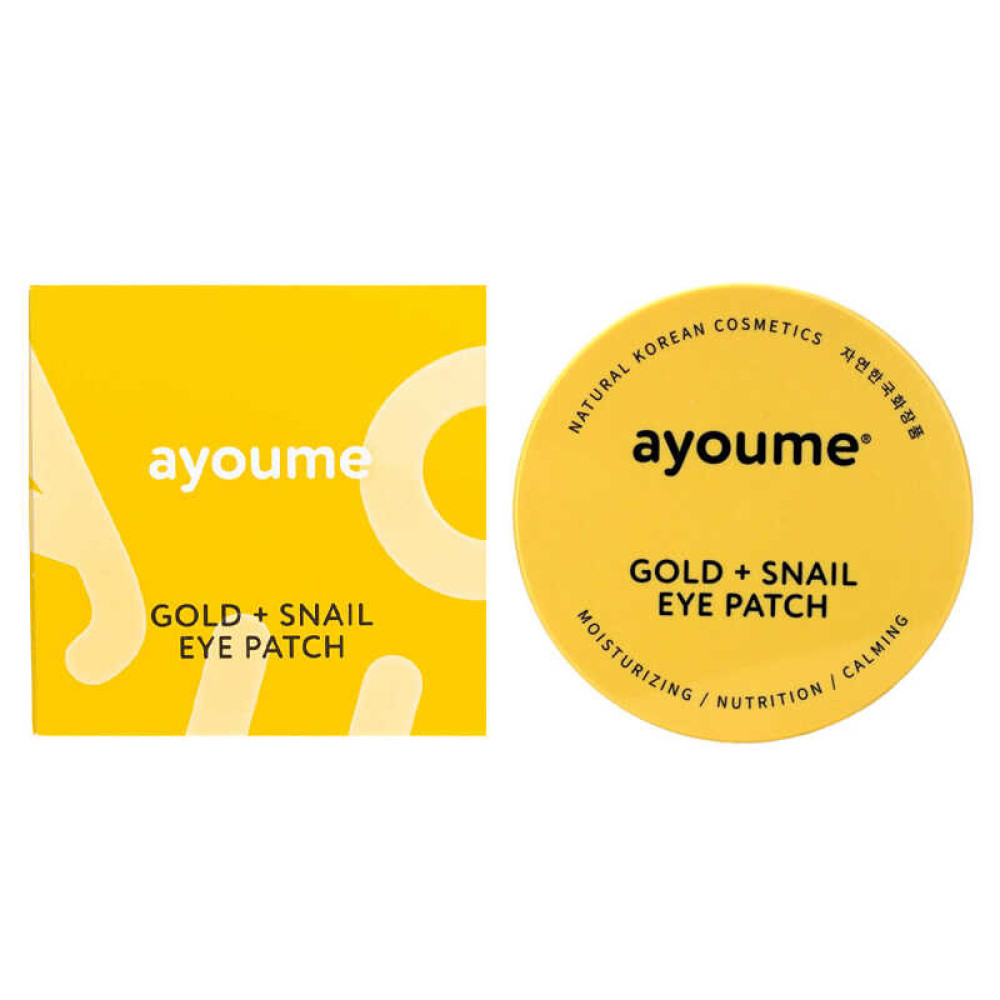 Патчі гідрогелеві під очі Ayoume Gold + Snail Eye Patch з золотом і муцином равлика, 60 шт.