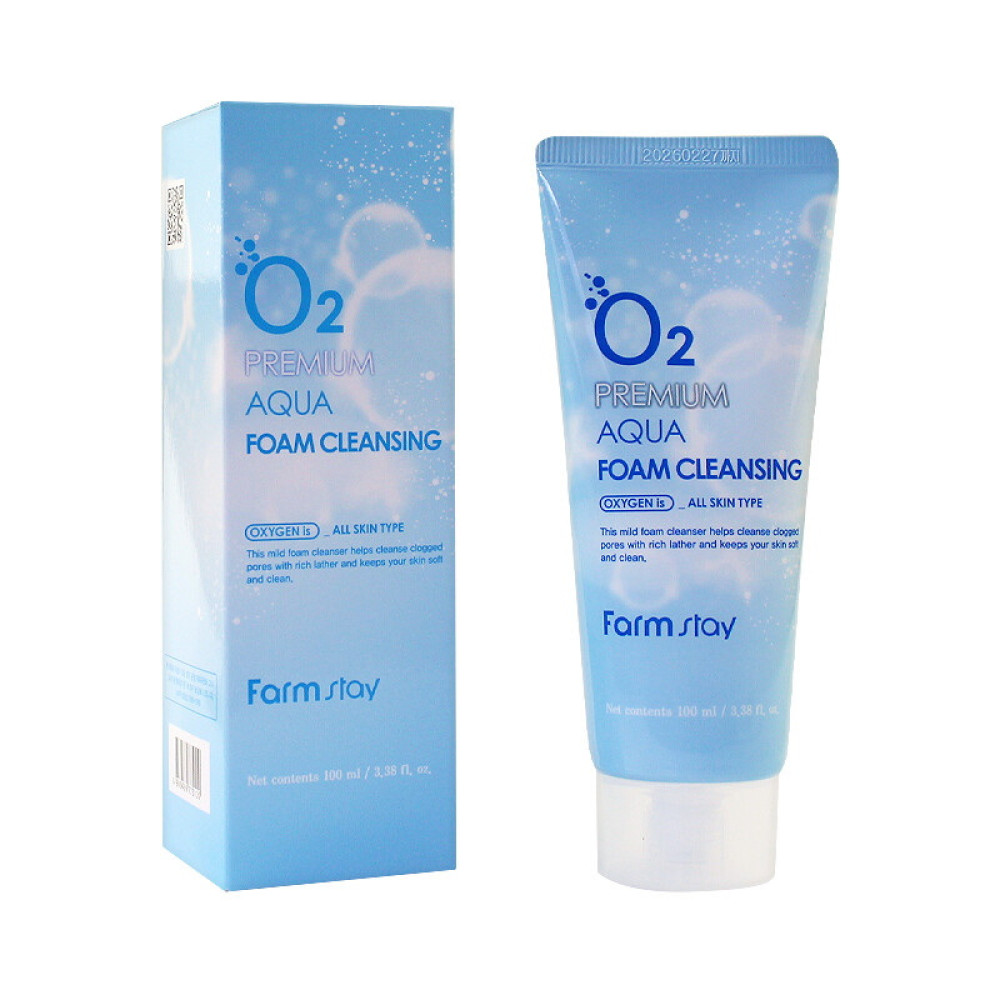 Пінка для вмивання Farmstay O2 Premium Aqua Foam Cleansing киснева. 100 мл