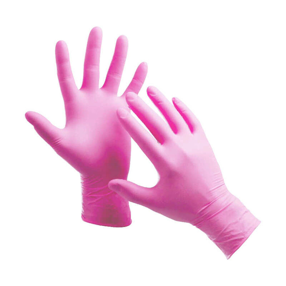 Перчатки нитриловые упаковка - 50 пар. размер L (без пудры). розовые