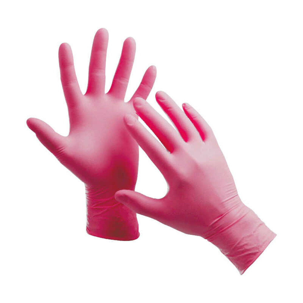 Рукавички нітрилові. упаковка - 5 пар. розмір S (без пудри). рожеві