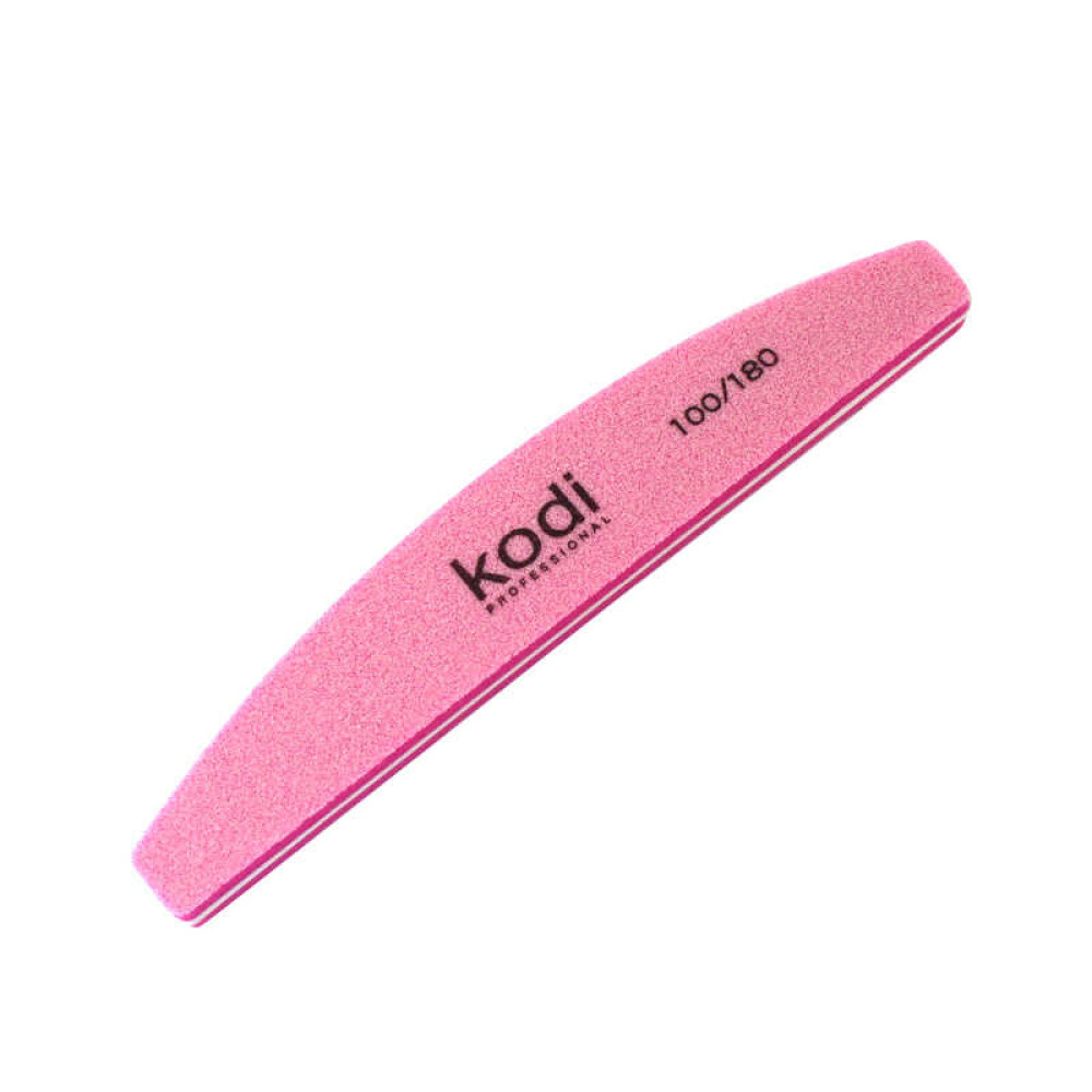 Пилка-баф для нігтів Kodi Professional 100/180 рожевий, півмісяць