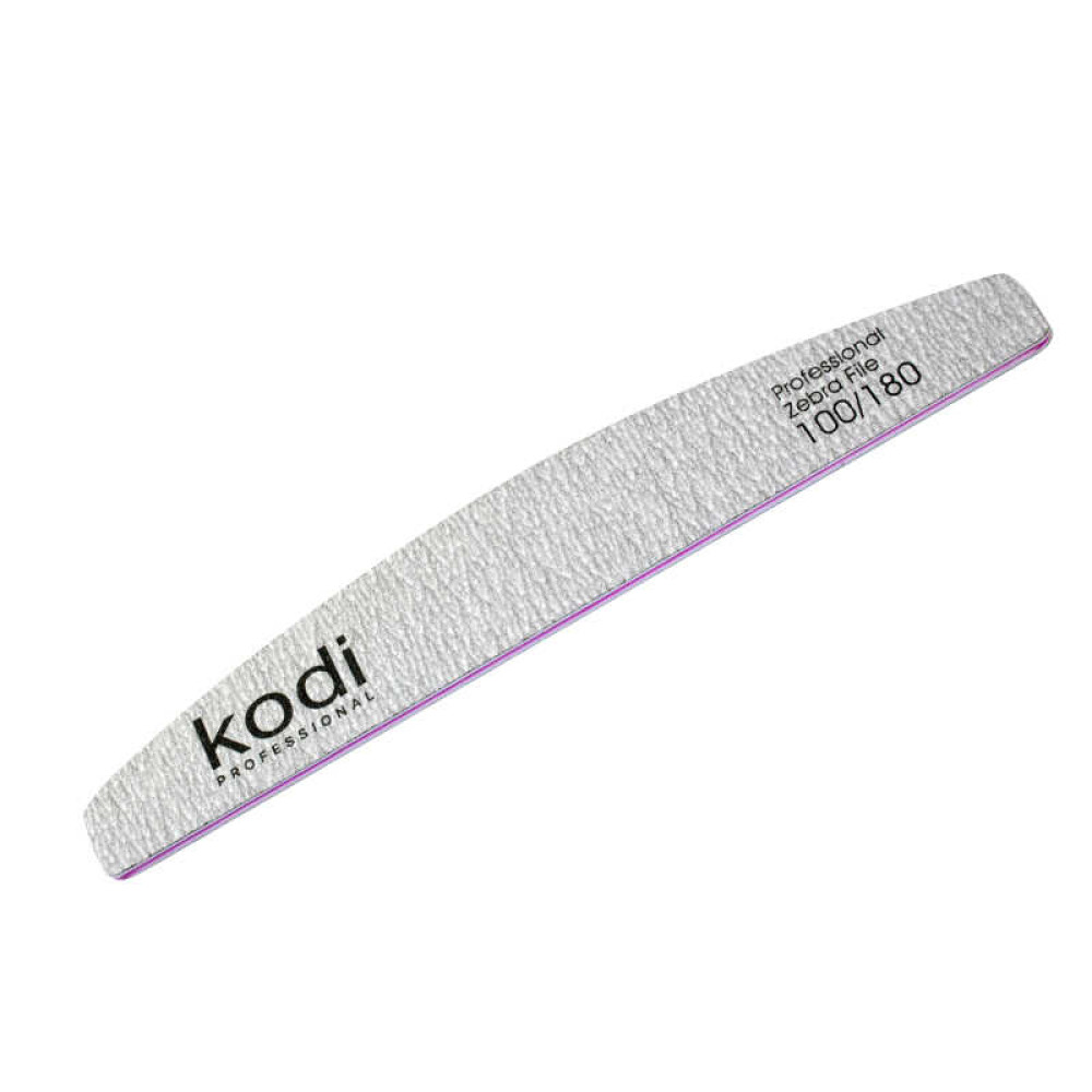 Пилка для ногтей Kodi Professional 100/180 полумесяц 127. цвет светло-серый