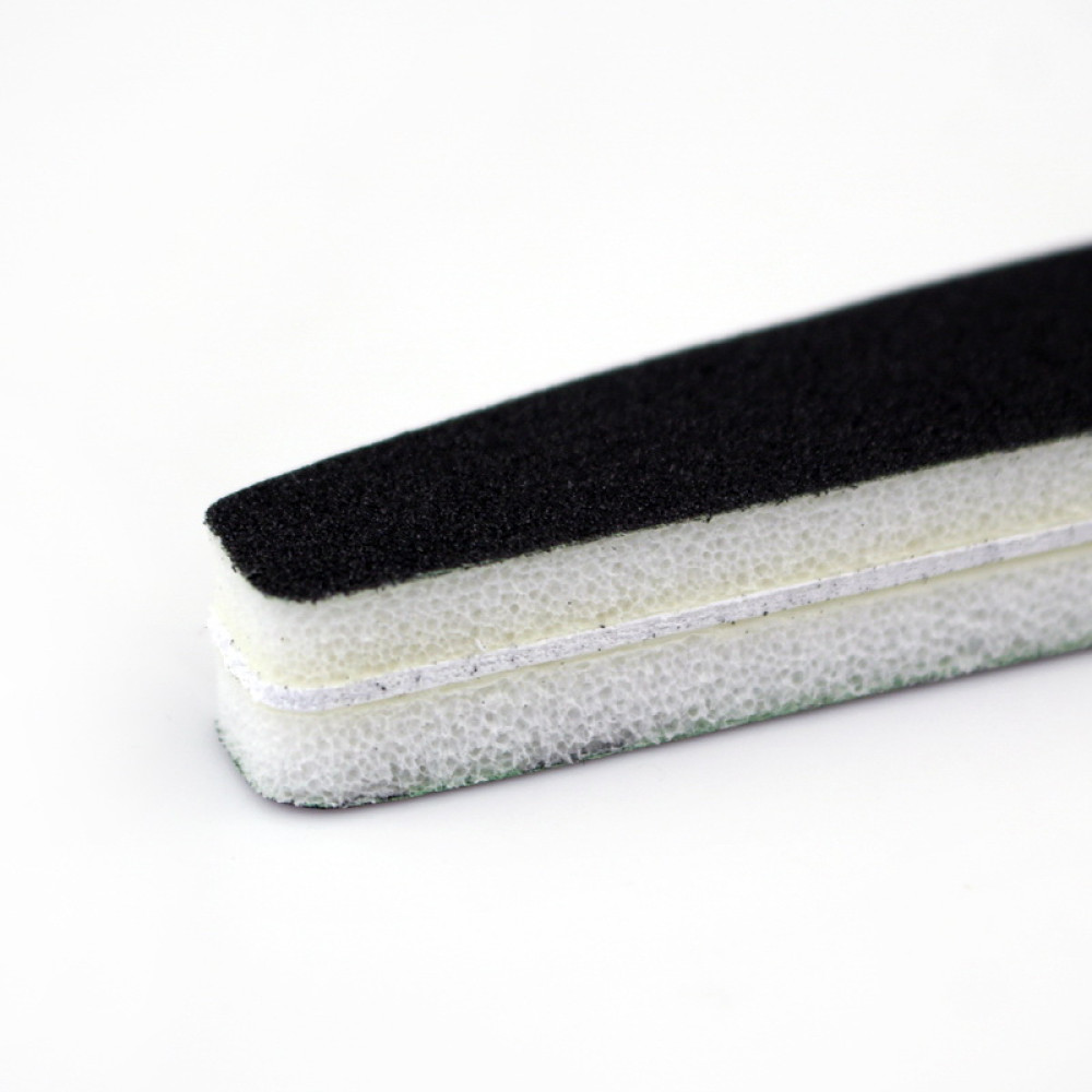 Пилка-шлифовщик для ногтей Wonderfile 100/180 полумесяц на пластиковой основе на пене цвет черный