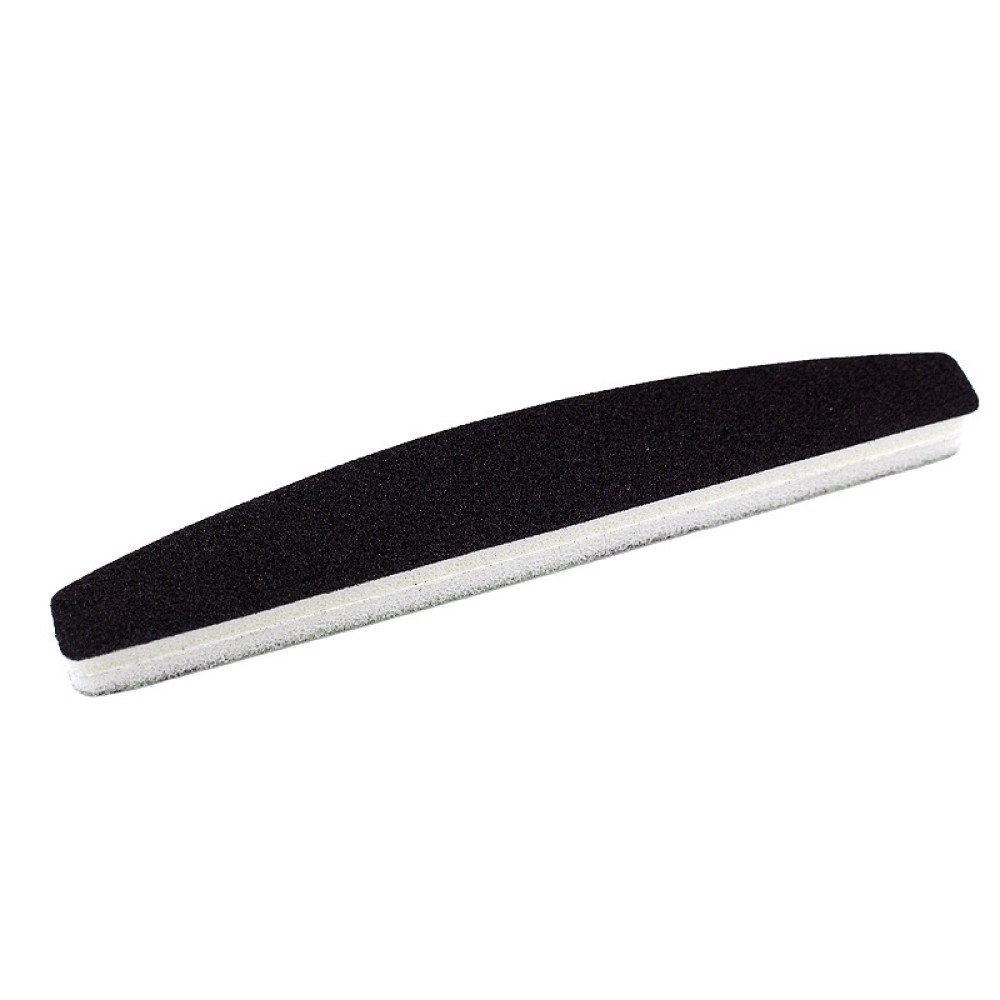Пилка-шлифовщик для ногтей Wonderfile 100/180, полумесяц, на пластиковой основе на пене, цвет черный