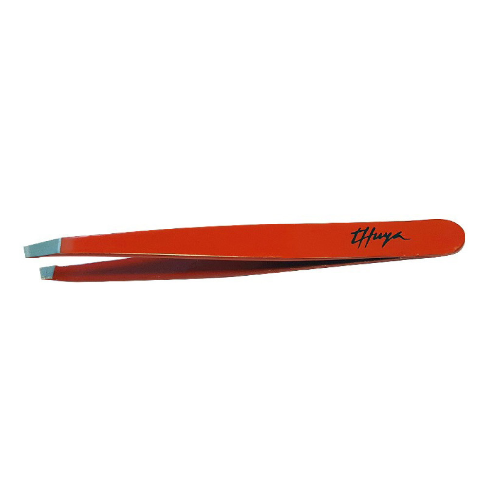 Пінцет для брів Thuya Professional Line. скошені кромки. колір червоний