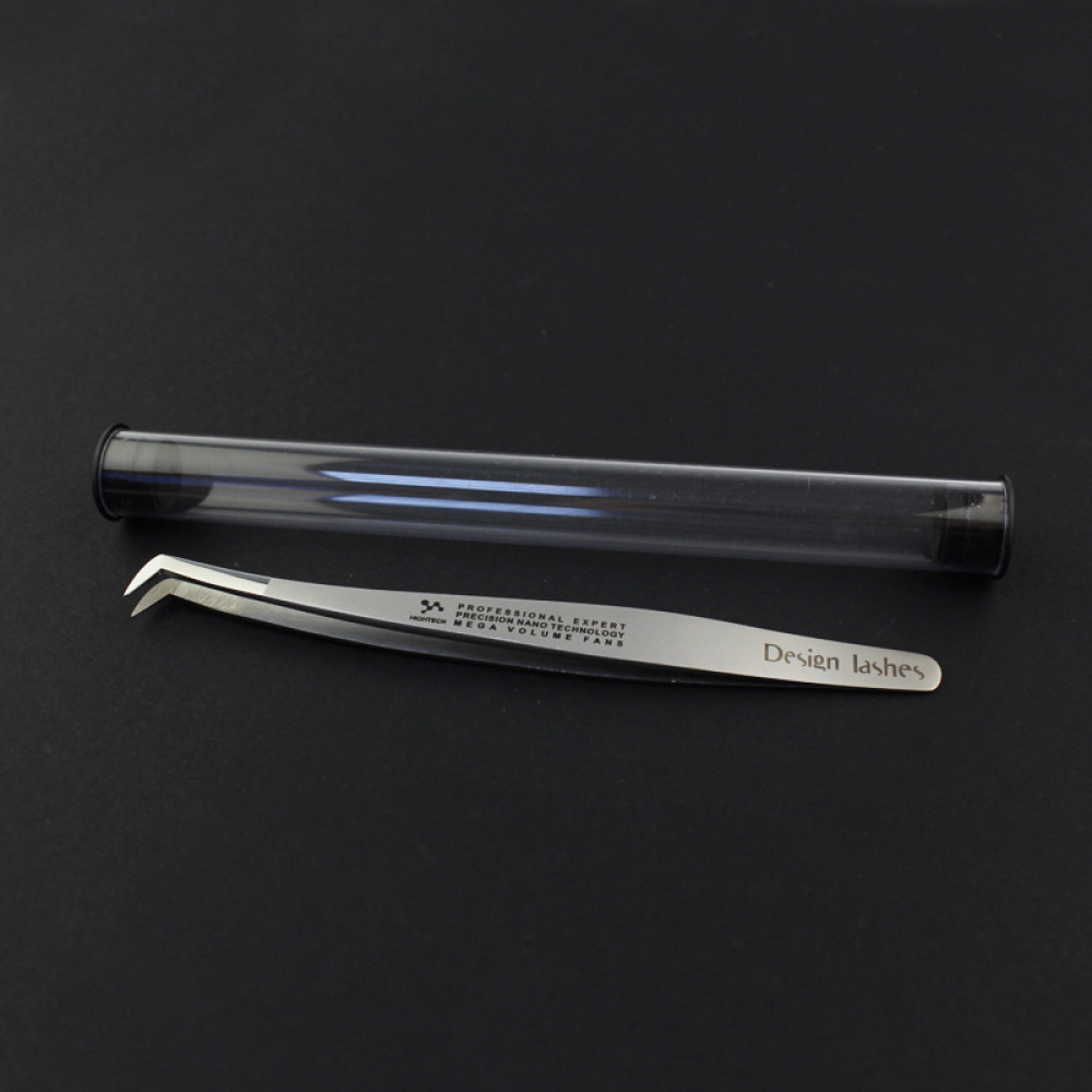 Пинцет Design Lashes для наращивания ресниц Сапожок Nano. изогнутый. матовый сатин. 12 см