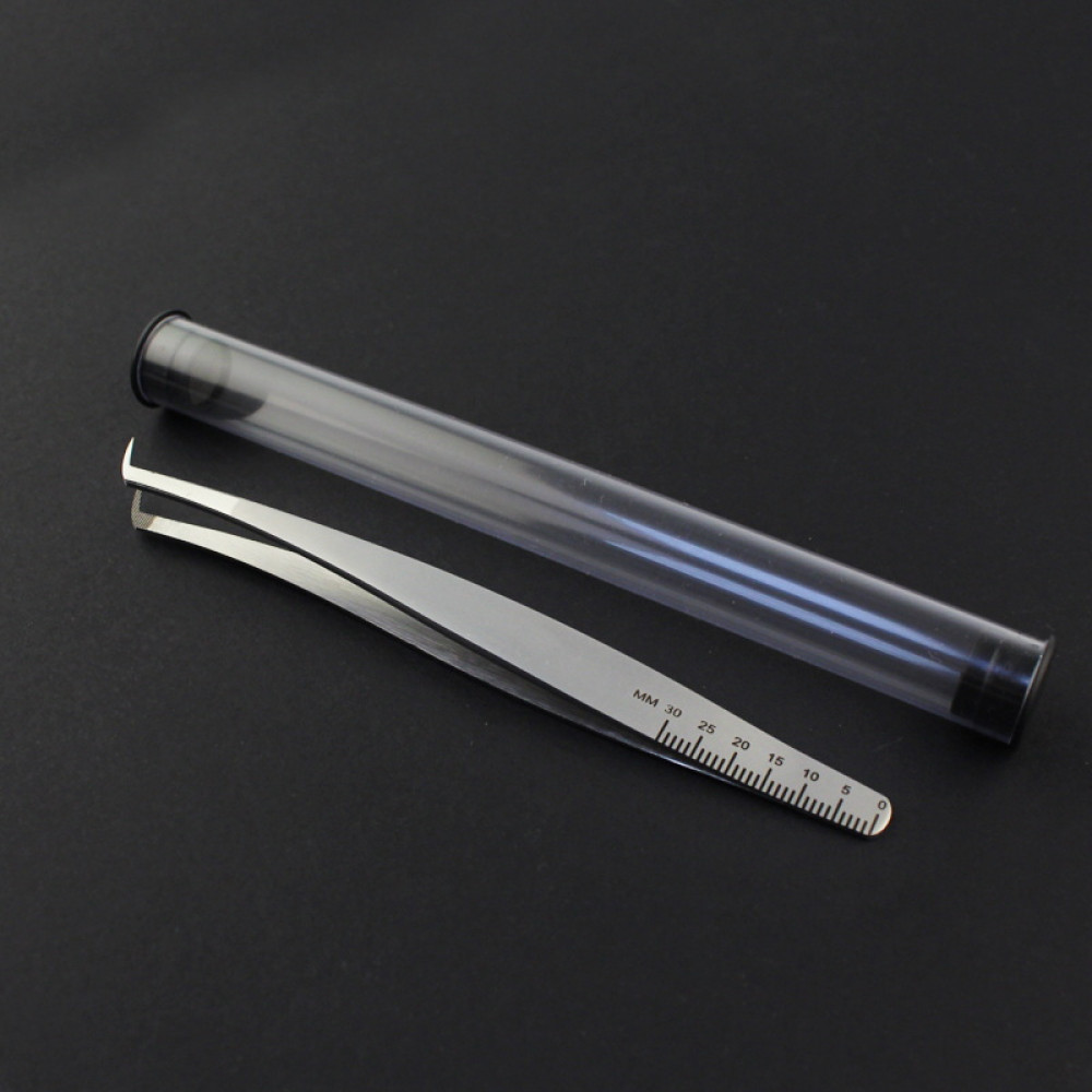 Пинцет Design Lashes для наращивания ресниц Сапожок тонкий Nano. изогнутый. матовый сатин. 12 см