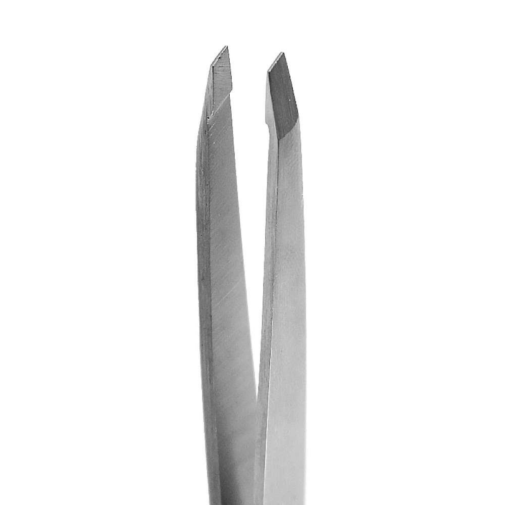 Пінцет для брів ZOLA Professional Tweezers Beveled Silver. скошені кромки. колір срібло