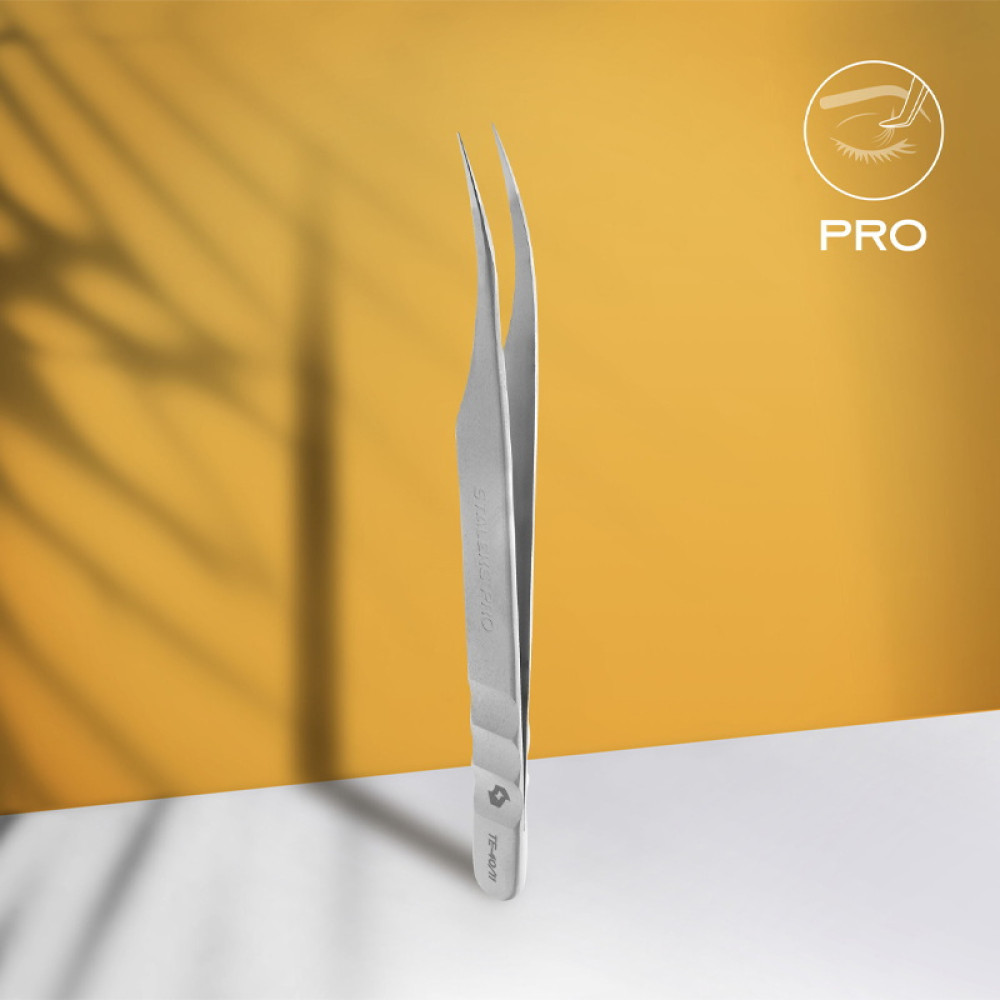 Пінцет для нарощування вій Staleks PRO Expert 40 Type 11. вигнутий. 12.5 см