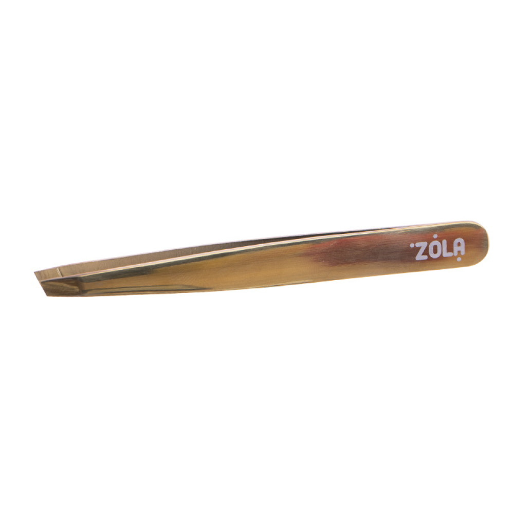 Пінцет для брів ZOLA Professional Tweezers Beveled Gold. скошені кромки. колір золото