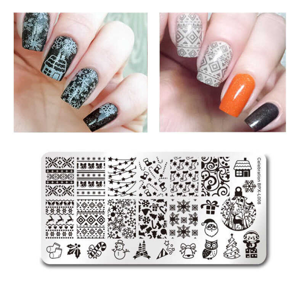 Пластина для стемпінга Born Pretty BPX-L008 Зима. сніжинки