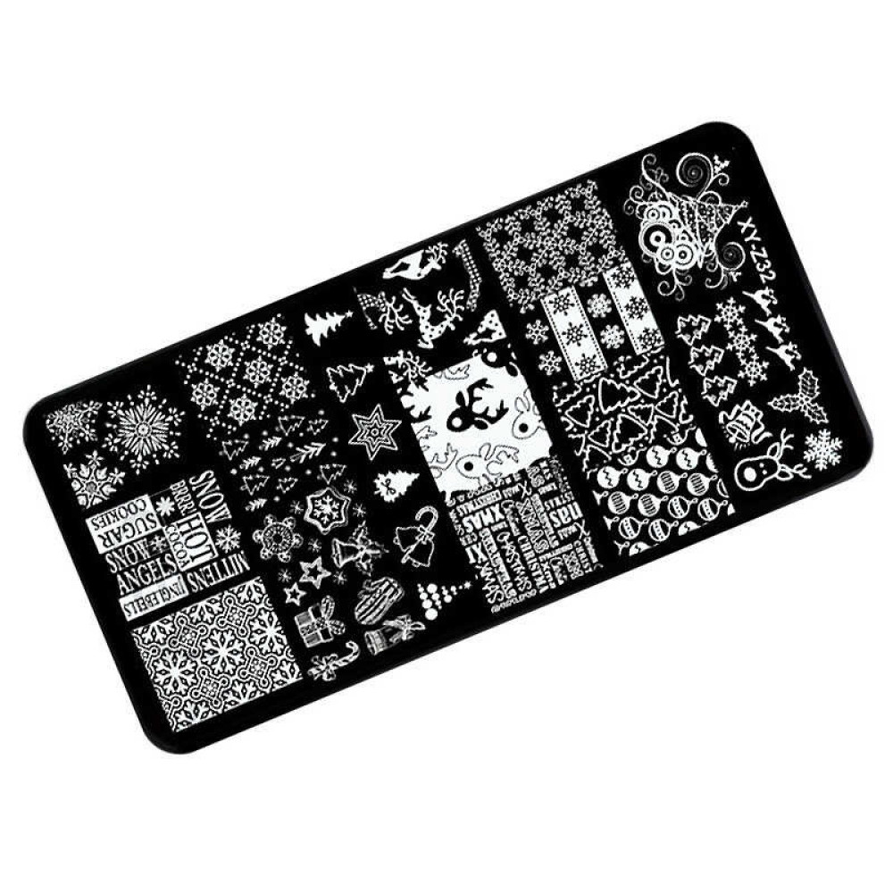 Пластина для стемпінга XY-Z32 Snow, Сніжинки, Новий рік