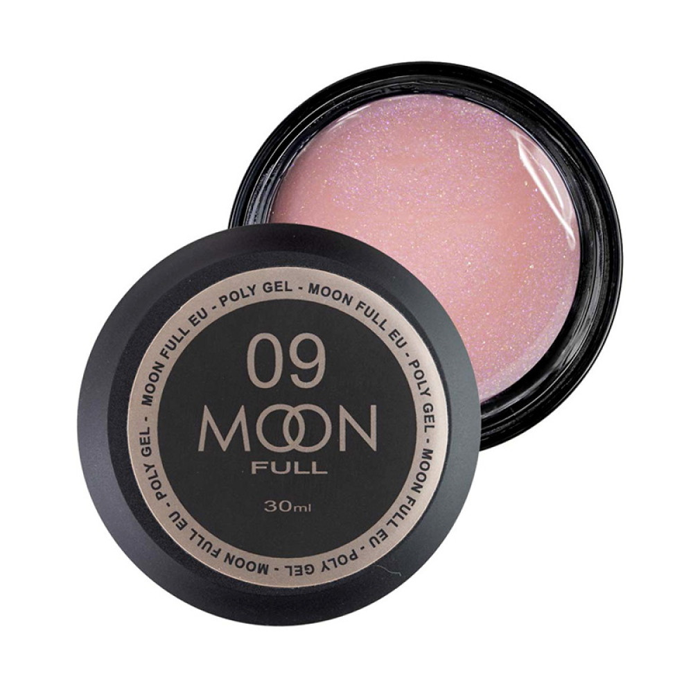 Полігель Moon Full Poly Gel 09. натурально-рожевий із шимером. 30 мл