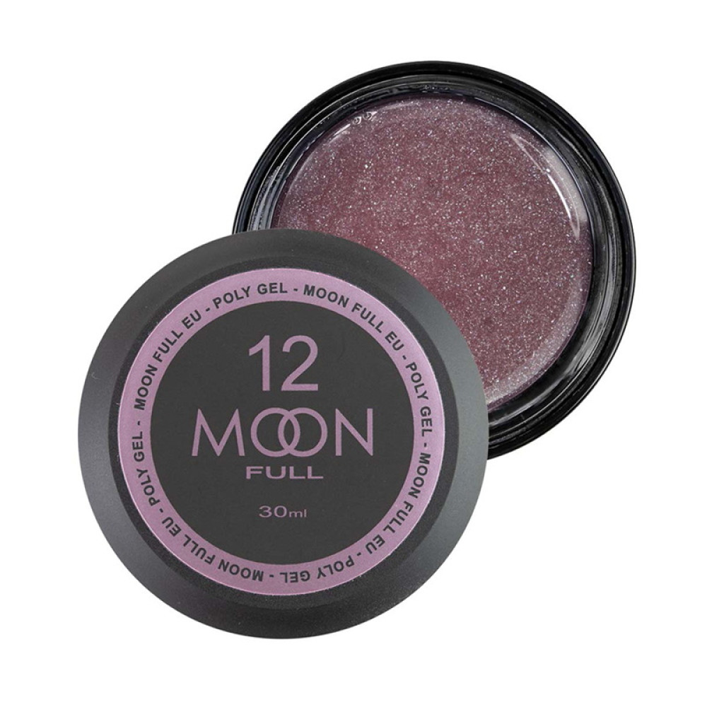 Полігель Moon Full Poly Gel 12. рожево-металевий із шимером. 30 мл