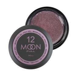 Полігель Moon Full Poly Gel 12. рожево-металевий із шимером. 30 мл