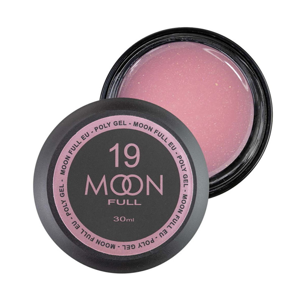 Полигель Moon Full Poly Gel 19. насыщенно-розовый с шиммером. 30 мл