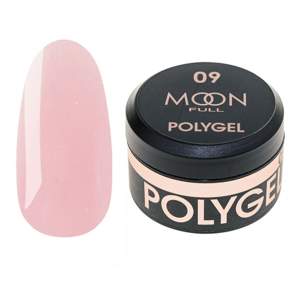 Полігель Moon Full Poly Gel 09. натурально-рожевий із шимером. 15 мл