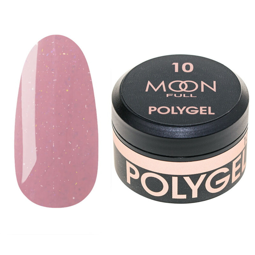 Полигель Moon Full Poly Gel 10. сочно-розовый с шиммером. 15 мл