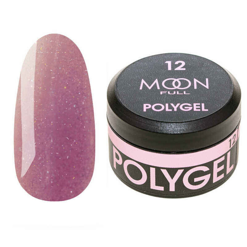 Полигель Moon Full Poly Gel 12. розово-металический с шиммером. 15 мл