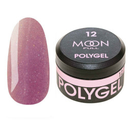 Полігель Moon Full Poly Gel 12. рожево-металевий із шимером. 15 мл