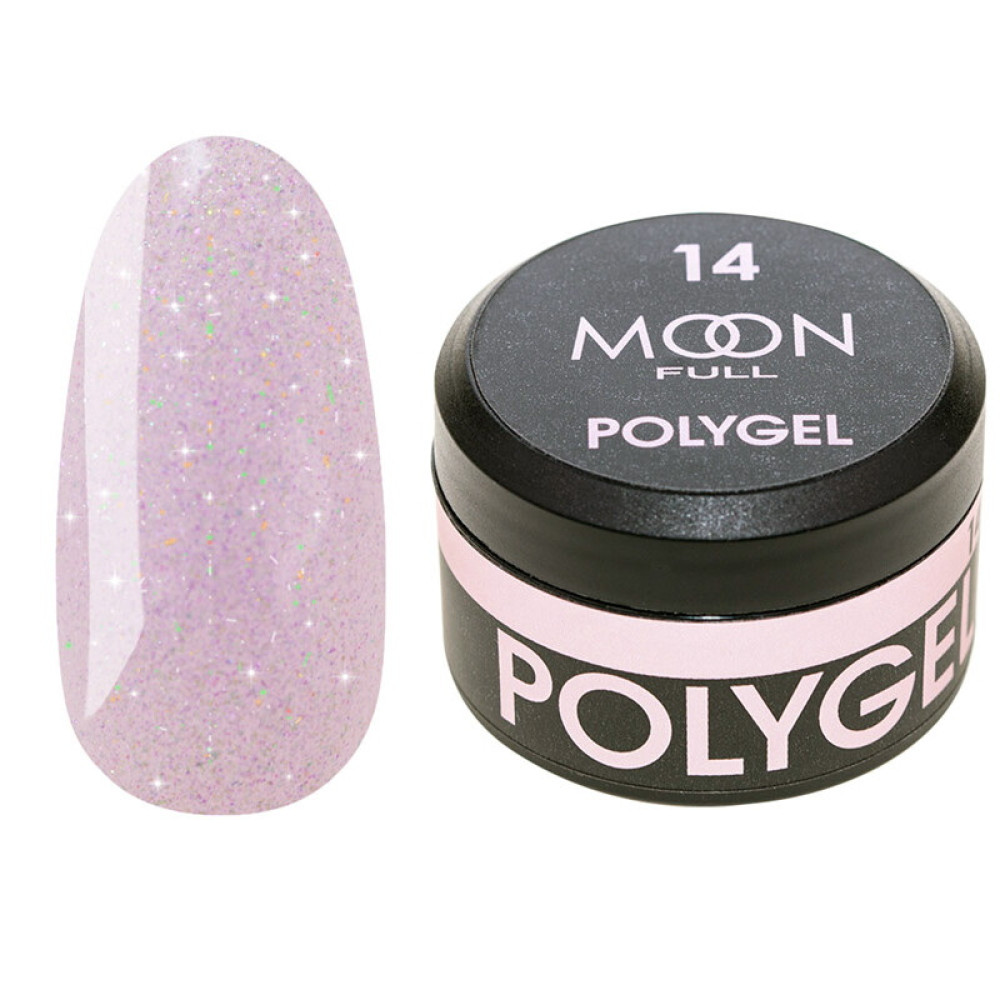 Полигель Moon Full Poly Gel 14. розовый бриллиант с шиммером. 15 мл