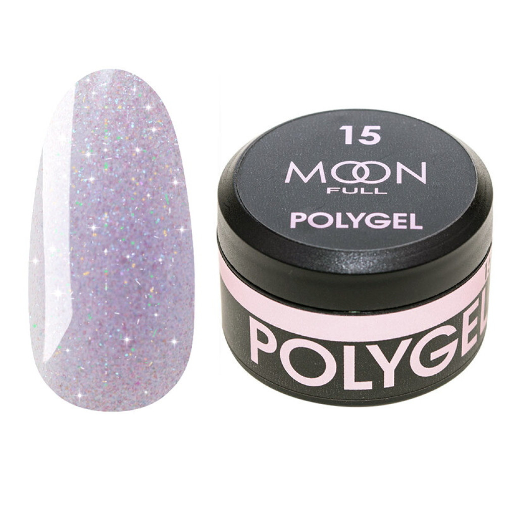 Полигель Moon Full Poly Gel 15. лиловый бриллиант с шиммером. 15 мл