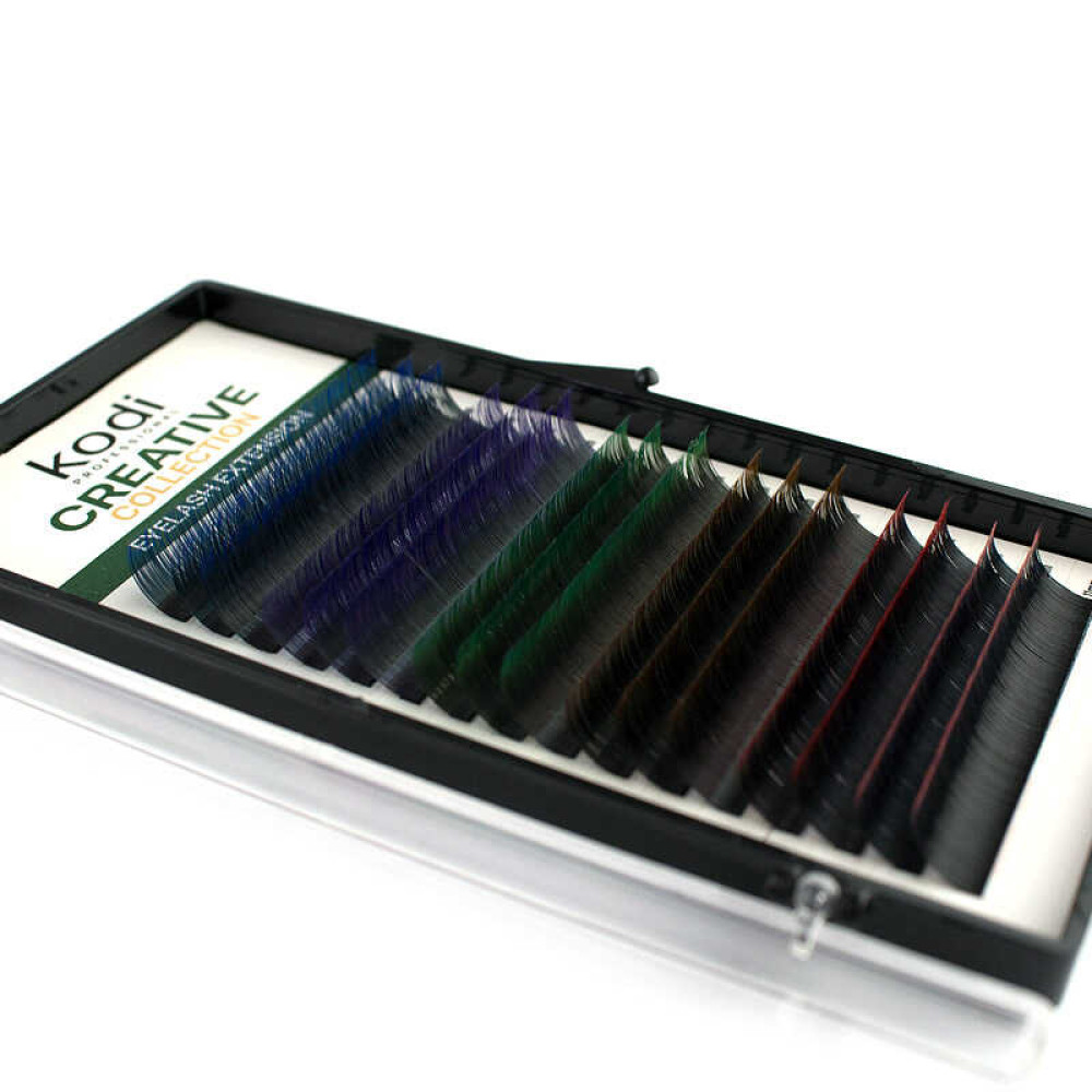 Ресницы Kodi professional Creative Collection C 0.07 (16 рядов: 10-12 мм), с цветным омбре