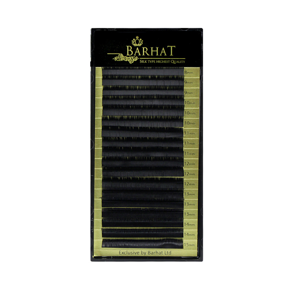 Ресницы Barhat L curve 0.07 (18 рядов: 8-15 мм), черные