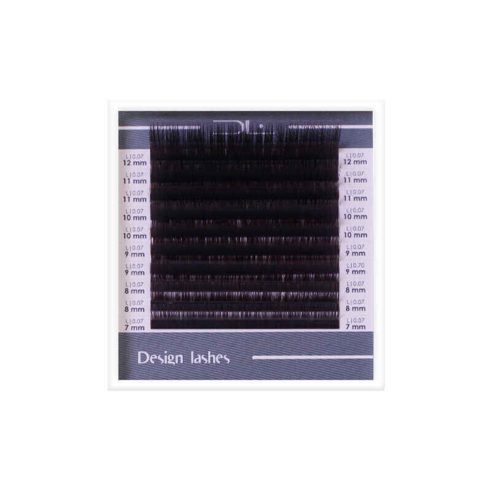 Вії Design Lashes Dark Chocolate L 0.07  (10 рядів: 7-12 мм). чорний шоколад
