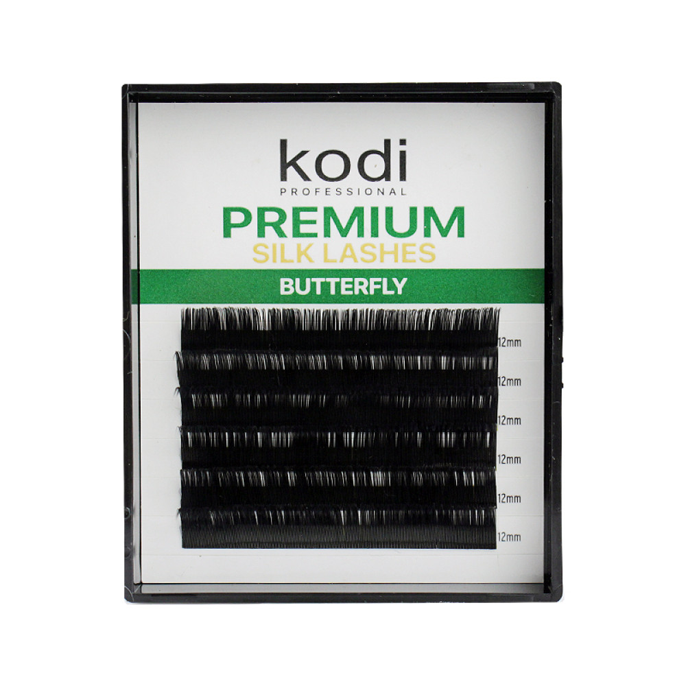 Ресницы Kodi professional Butterfly Green С 0.15 (6 рядов: 12 мм), черные