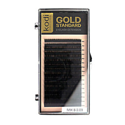 Ресницы Kodi professional Gold Standart B 0.03 (16 рядов: 6.8.9.10.11.12.13 мм). черные