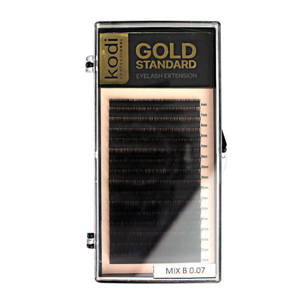 Ресницы Kodi professional Gold Standart B 0.07 (16 рядов: 6,8,9,10,11,12,13 мм), черные