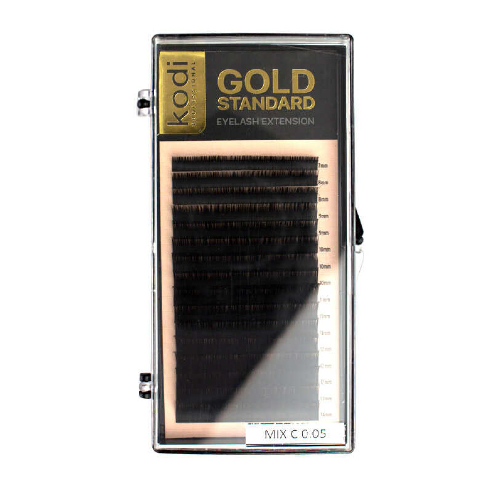 Вії Kodi professional Gold Standart С 0.05 (16 рядів: 7.8.9.10.11.12.13.14 мм). чорні
