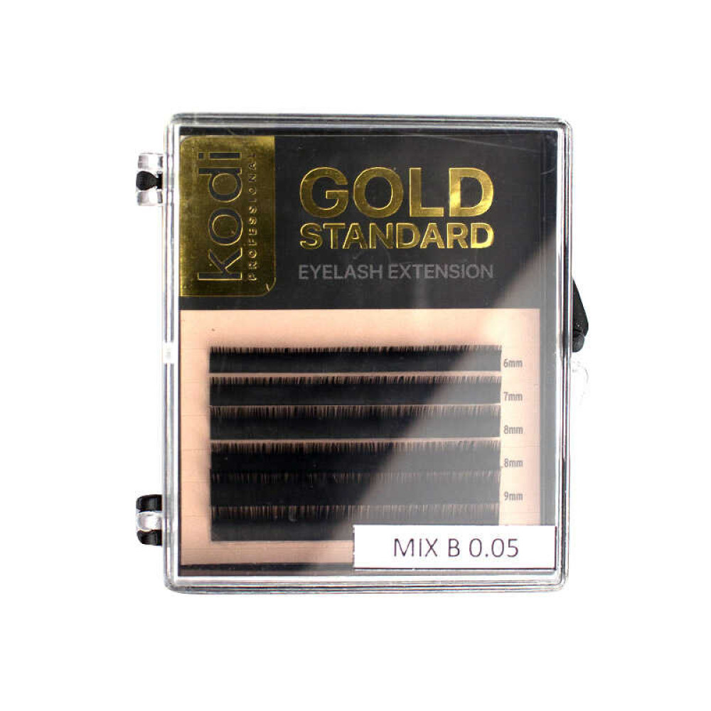 Вії Kodi professional Gold Standart B 0.05 (6 рядів: 6.7.8.9 мм). чорні