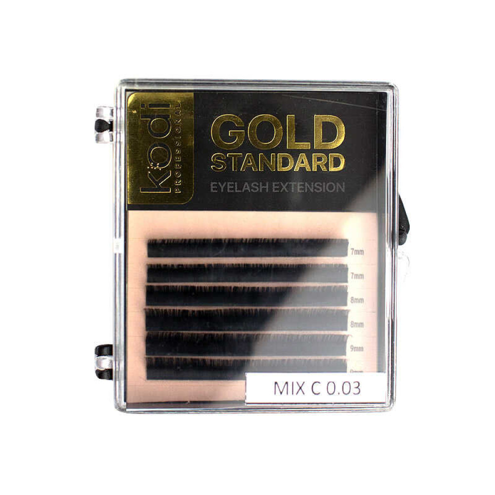 Вії Kodi professional Gold Standart С 0.03 (6 рядів: 7.8.9 мм). чорні