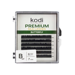 Вії Kodi professional Butterfly Green B 0.10 (6 рядків: 7 мм), чорні