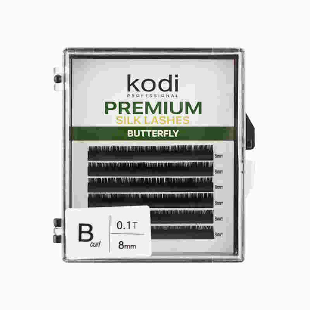 Вії Kodi professional Butterfly Green B 0.10 (6 рядків: 8 мм), чорні