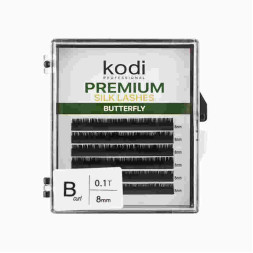 Ресницы Kodi professional Butterfly Green B 0.10 (6 рядов: 8 мм), черные