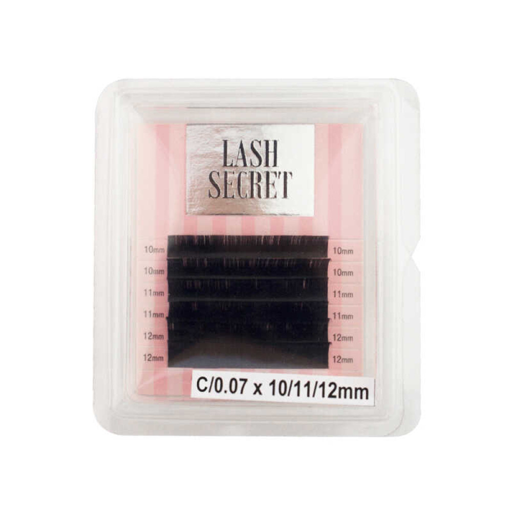 Ресницы Lash Secret С 0,07 (6 рядов: 10,11,12 мм), черные