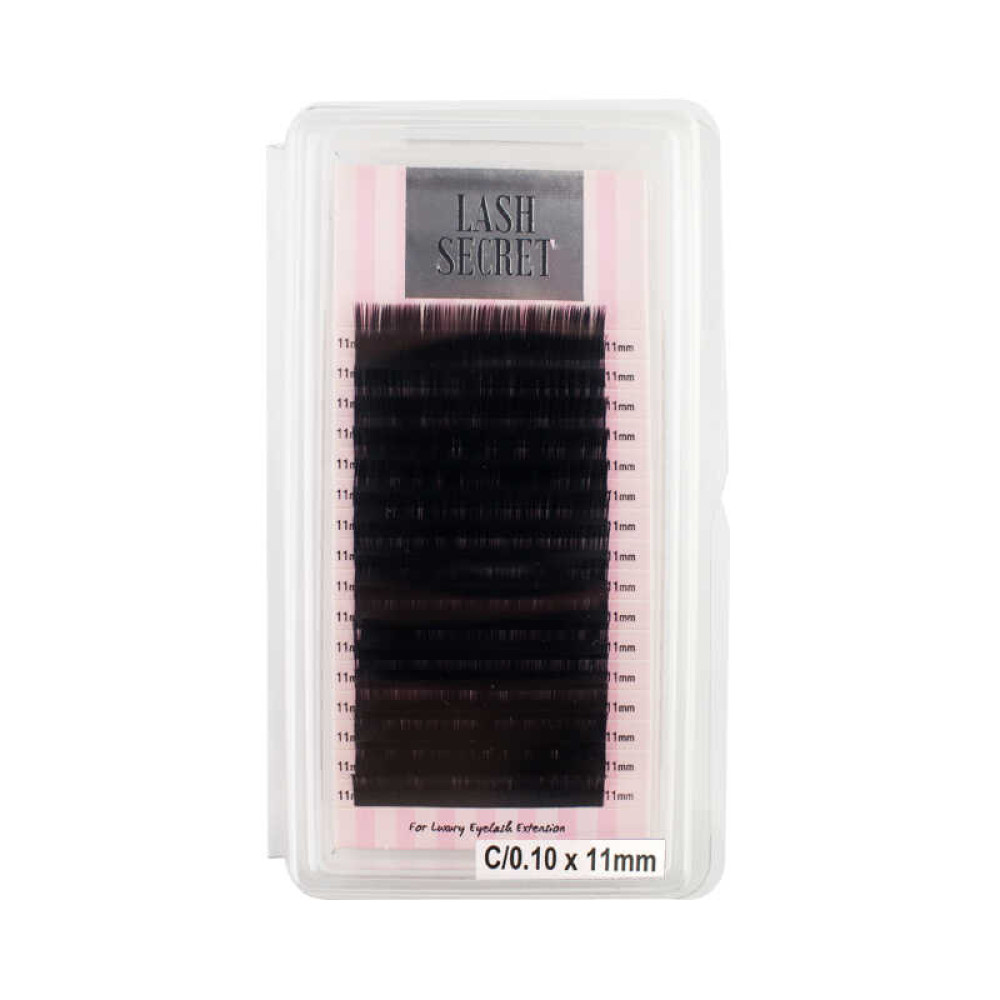 Ресницы Lash Secret С 0.1 (16 рядов: 11 мм). черные