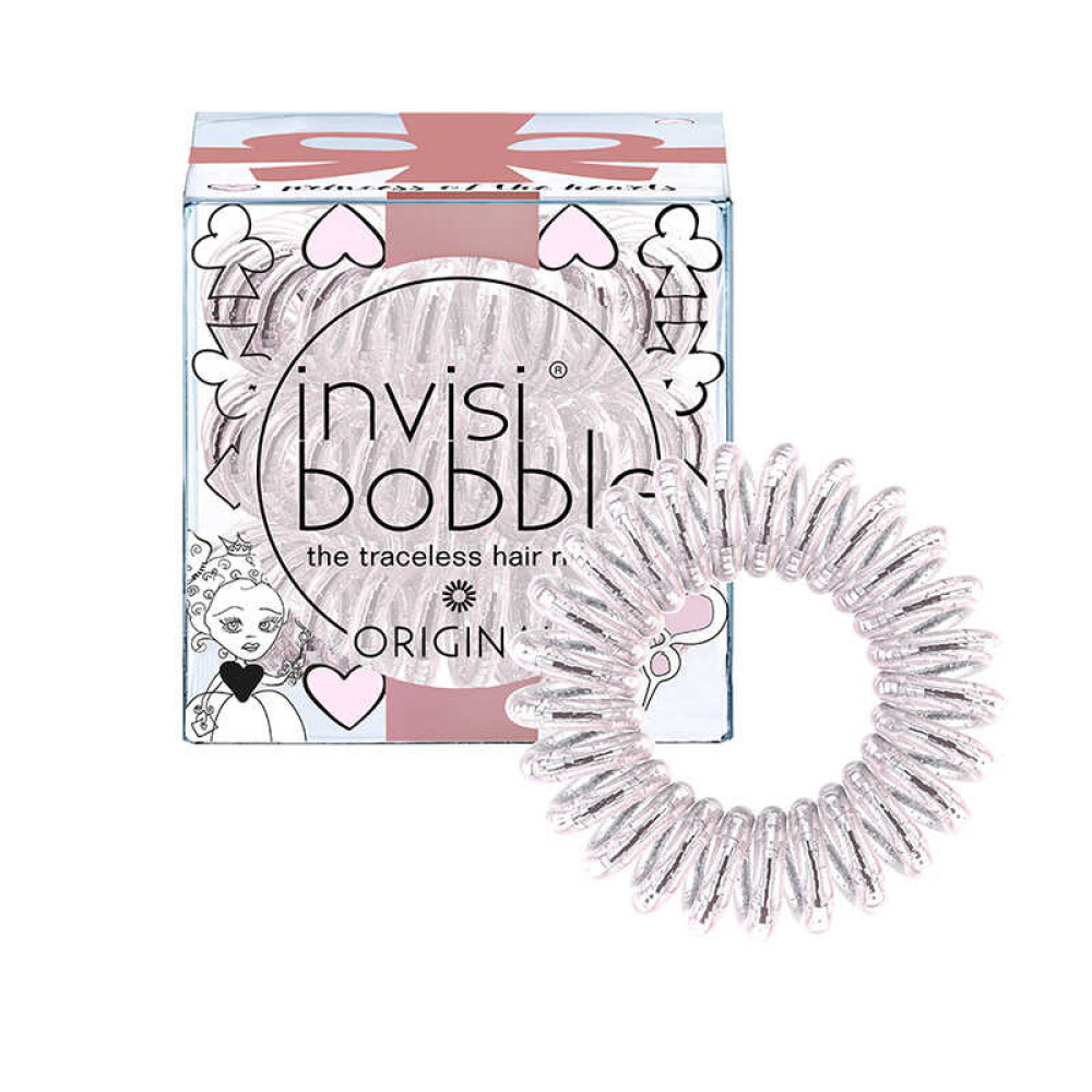 Резинка-браслет для волосся Invisibobble ORIGINAL Princess of the Hearts, колір рожевий, 3 шт., 30х16 мм