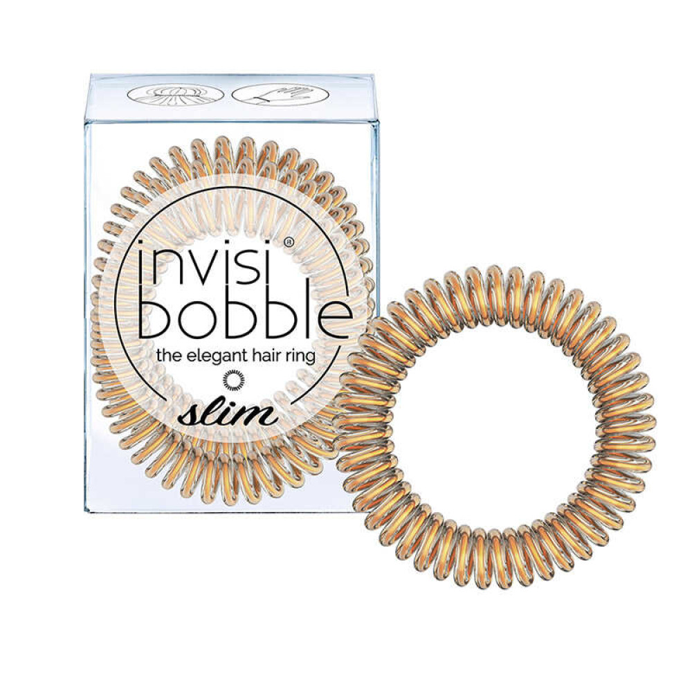 Резинка-браслет для волос Invisibobble SLIM Bronze Me Pretty. цвет бронза. 47х35 мм. 3 шт.