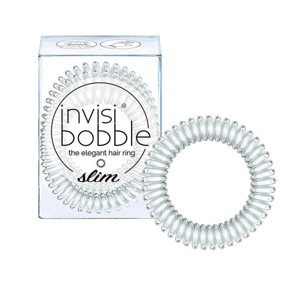 Резинка-браслет для волос Invisibobble SLIM Crystal Clear. прозрачная. 47х35 мм. 3 шт.