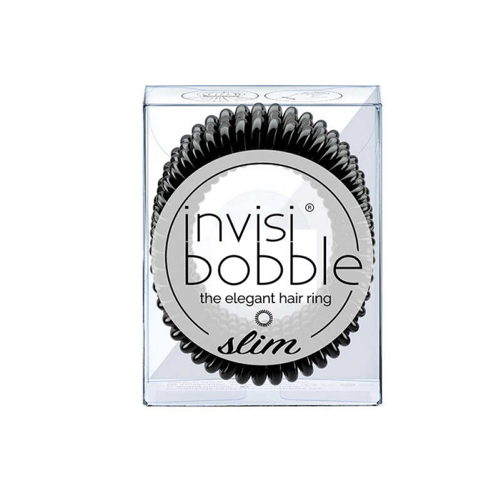 Резинка-браслет для волос Invisibobble SLIM True Black. цвет черный. 47х35 мм. 3 шт.